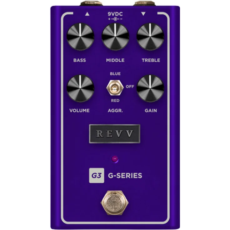 Revv G3 V2 Distortion, Overdrive-Pedal mit tightem und klarem Distortion-Sound, aggressionsschalter (Rot/Off/Blau)