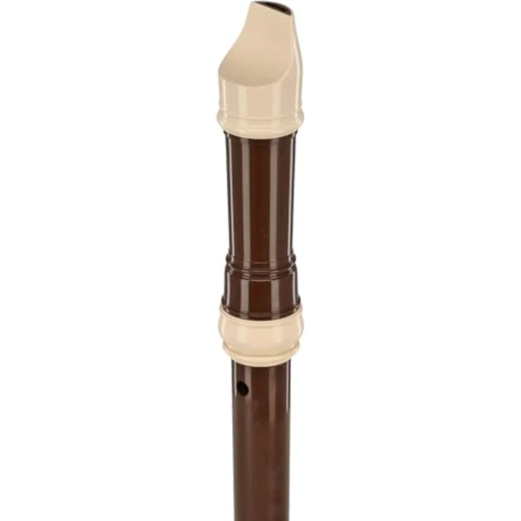 Aulos 105A Bel Canto Sopranblockflöte, barocke Griffweise, Doppelloch, elfenbeinfarbiges Mundstück und Ringe, dunkelbrauner Korpus, 3-teilig, inkl. Tasche – Bild 3