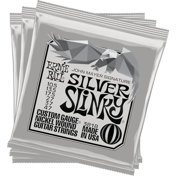 Ernie Ball John Mayer Silver Slinky, E-Gitarrensaiten 3er-Pack Blechdose, verstärkte glatte Saiten 10.5-47 Gauge – Bild 4