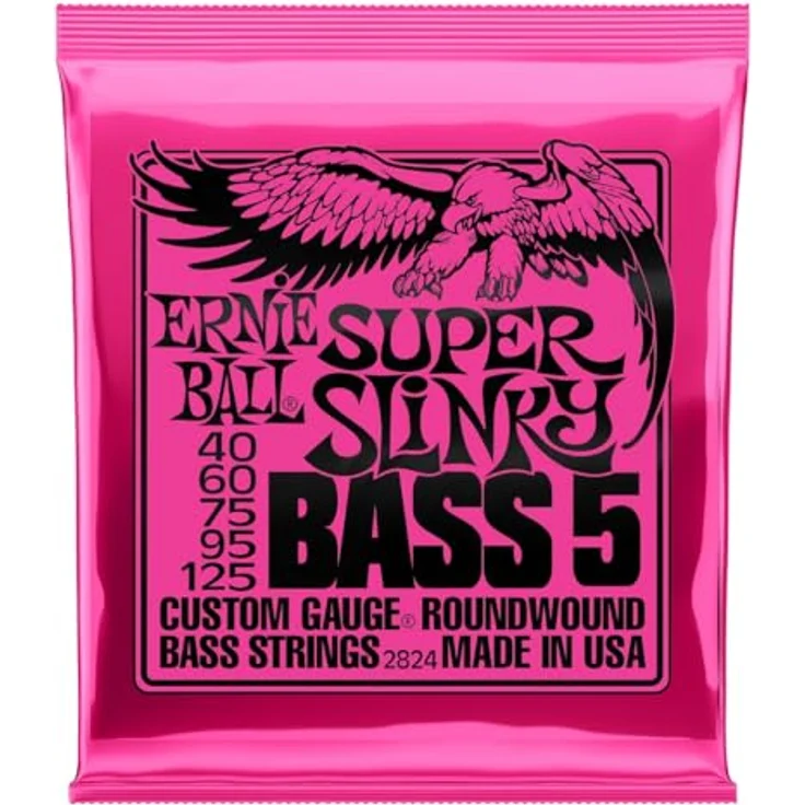 Ernie Ball Super Slinky, 5-Saiten E-Basssaiten, Nickelwound, Saitenstärke 40-125, ausgewogener Ton, langlebige Element Shield-Verpackung – Bild 1