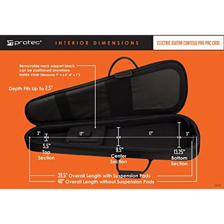 Protec Contego E-Guitar Case BK, Leichter Gitarrenkoffer mit wasserabweisendem Material, Innenmaße 100x34x7 cm, schwarz – Bild 7