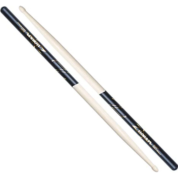 Zildjian 5A Black Dip Hickory Sticks, Holzkopf mit rutschfestem Gummiüberzug, schwarz – Bild 1