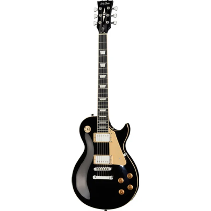 Harley Benton SC-450 BK Classic Series, E-Gitarre mit Pappel Korpus, Ahorn Hals, 2 x Humbucker und schwarzer Hochglanz-Oberfläche