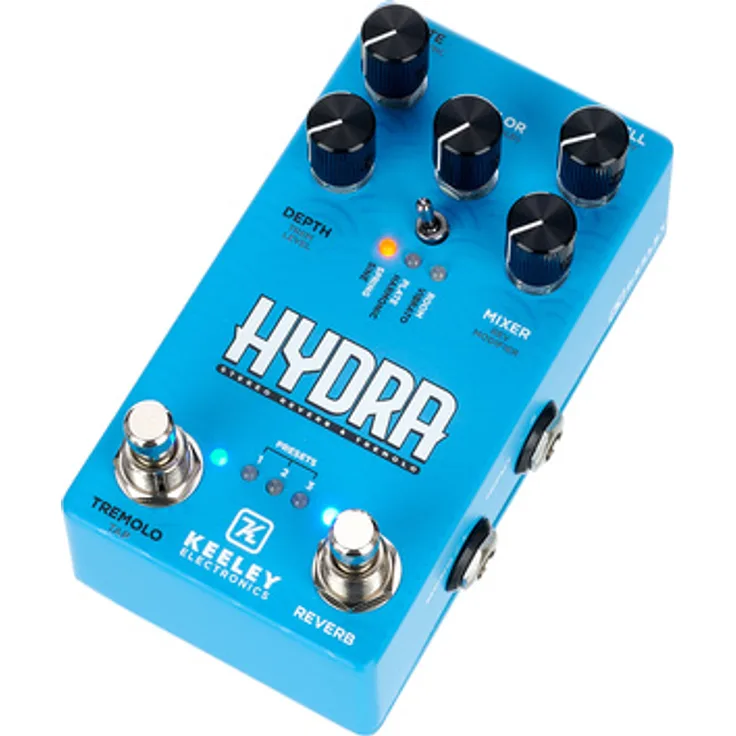 Keeley Hydra Stereo Reverb / Tremolo, True Stereo Effektpedal mit 3 Reverb- und Tremolo-Modi, inklusive Tap Tempo und 3 Presets