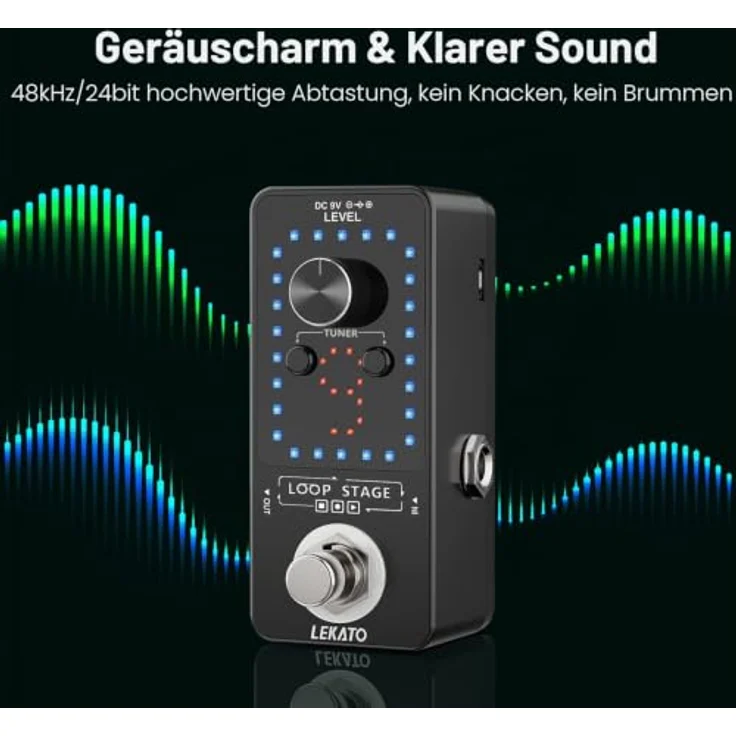 LEKATO Gitarren-Looper Effektpedal, 9 Loops mit 40 Minuten Aufnahmezeit, USB-Anschluss für E-Gitarre und Bassgitarre – Bild 3