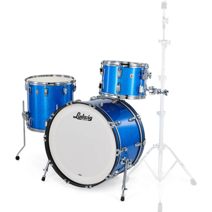 Ludwig Classic Maple Rock Set Pro Beat 24, 100% Ahornkessel, Bass Drum 24"x14", Farbe: Blue Sparkle