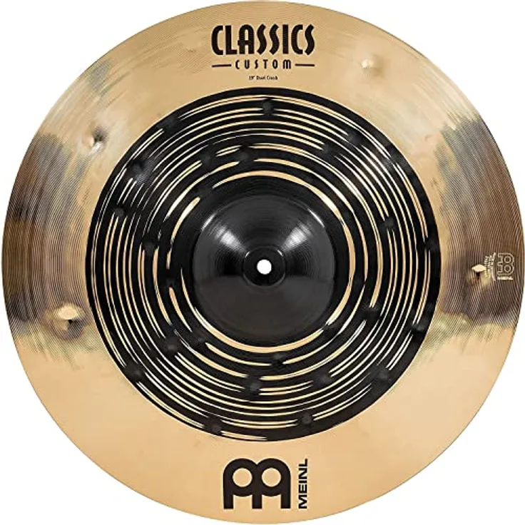 Meinl 19" Classics Custom Dual Crash, Schlagzeugbecken aus B-12 Bronze mit warmem Sound und explosiver Ansprache, Dark Brilliant Oberfläche