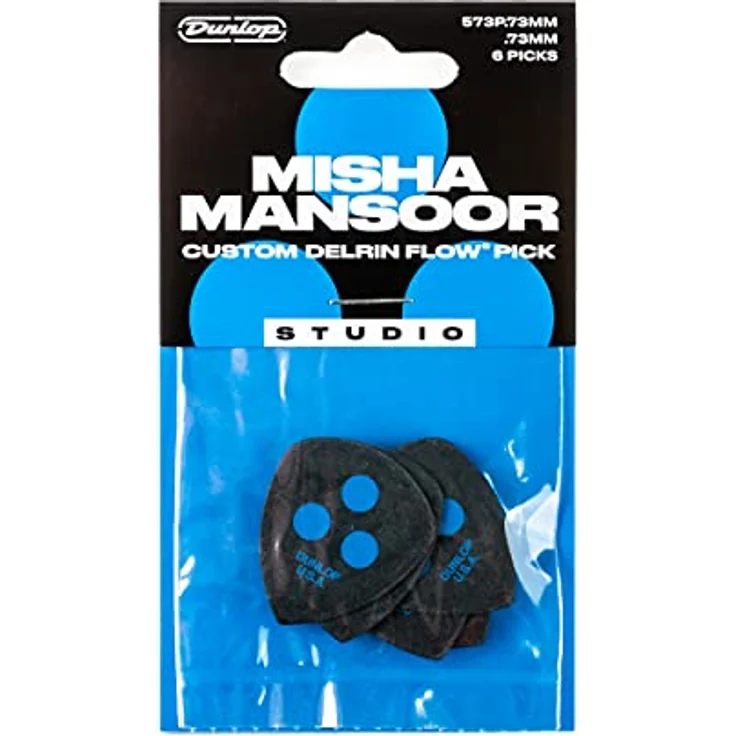 Dunlop Misha Mansoor's Custom Pick 6, Delrin Flow Studioplektren mit 0,73 mm Stärke, blau, hohe Haltbarkeit und präzise Kontrolle – Bild 4