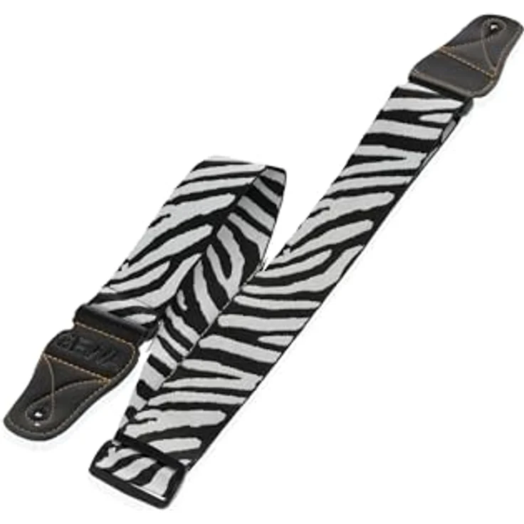Gewa Guitar Strap Animal Edition Zebra, Gitarrengurt aus Nylon, verstellbar von 89 bis 147 cm, mit speziellen Lederenden und Zebra-Design – Bild 1