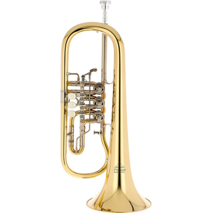 Miraphone 24R 0700 A100 Flugelhorn, Premium Horninstrument mit 3 Zylinderventilen, Messing lackiert, Schallbecher 160mm, Bohrung 11,4mm, inkl. FL05 Mundstück