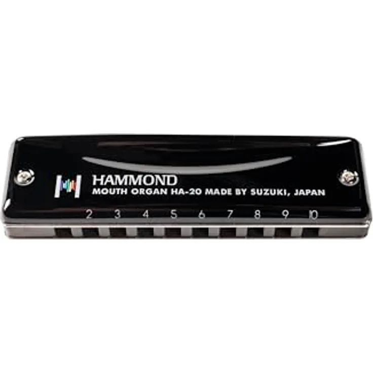 Suzuki HA-20 Hammond Ab, Mundharmonika mit schwarz verchromten Messingschaldeckeln und Aluminiumkorpus, inkl. Etui