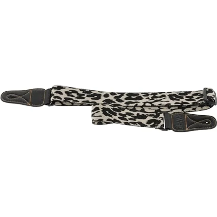 Gewa Guitar Strap Animal Edition Panther, Gitarrengurt aus Nylon, verstellbar von 89 bis 147 cm, breite 50 mm, mit speziellen Lederenden und Verstärkungsnaht – Bild 2