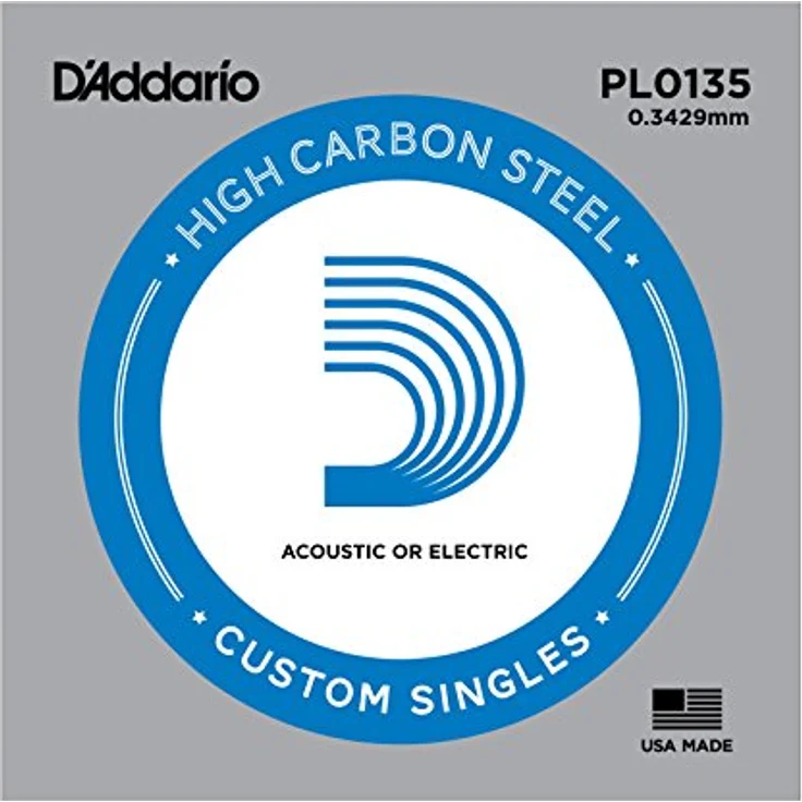 D'Addario PL0135 Gitarren-Einzelsaite, 0,034 cm (0,0135 Zoll) für Akustik und E-Gitarre, erstklassiger Klang, Made in USA – Bild 1