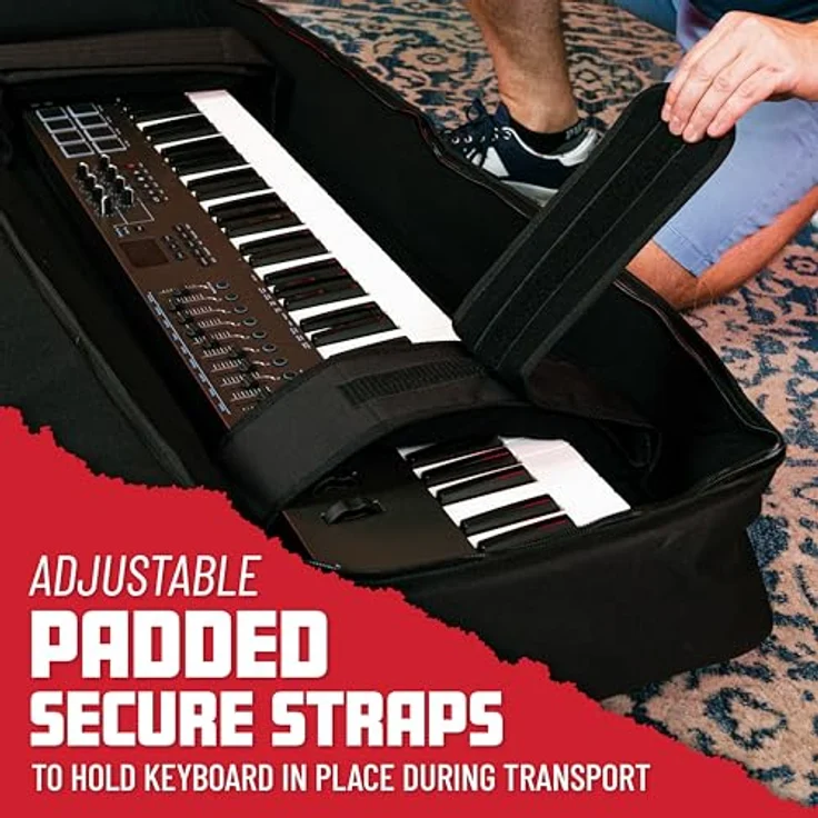 Gator GKB-61, robuste Keyboardtasche aus Nylon mit verstellbaren Gurten, schwarz, passend für Yamaha EZ-220/Korg PA 4X-61/Ketron Audya 5 – Bild 2
