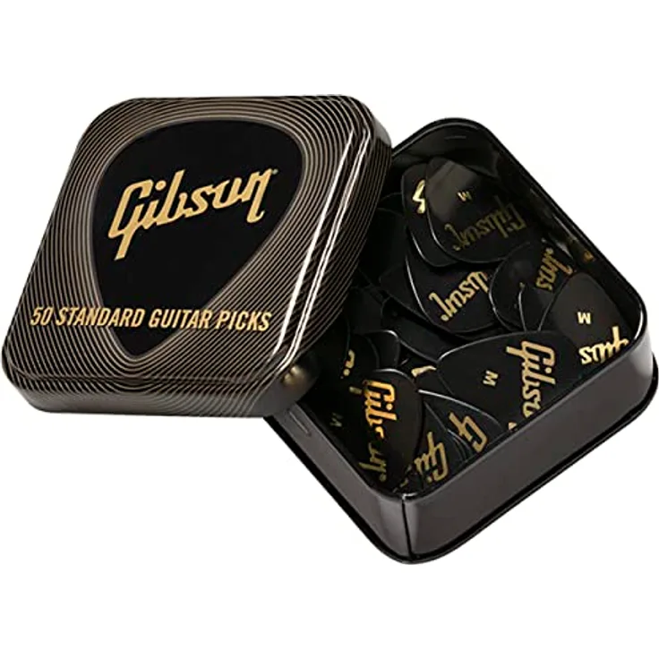 Gibson Standard Pick Set X-Heavy, 50 Stück Plektren in klassischer 351 Form, Stärke 1,17 mm, inkl. Metallbox