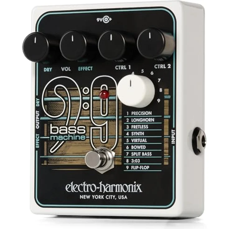 Electro Harmonix BASS9 Bass Machine, Effektpedal für E-Gitarre mit 9 verschiedenen Bassklängen, inklusive Netzadapter – Bild 3