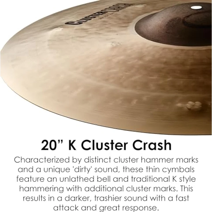 Zildjian K0935 K Becken 20" Cluster Crash, dunkler trashy Klang, traditionelles Finish, extra dünn – Bild 3