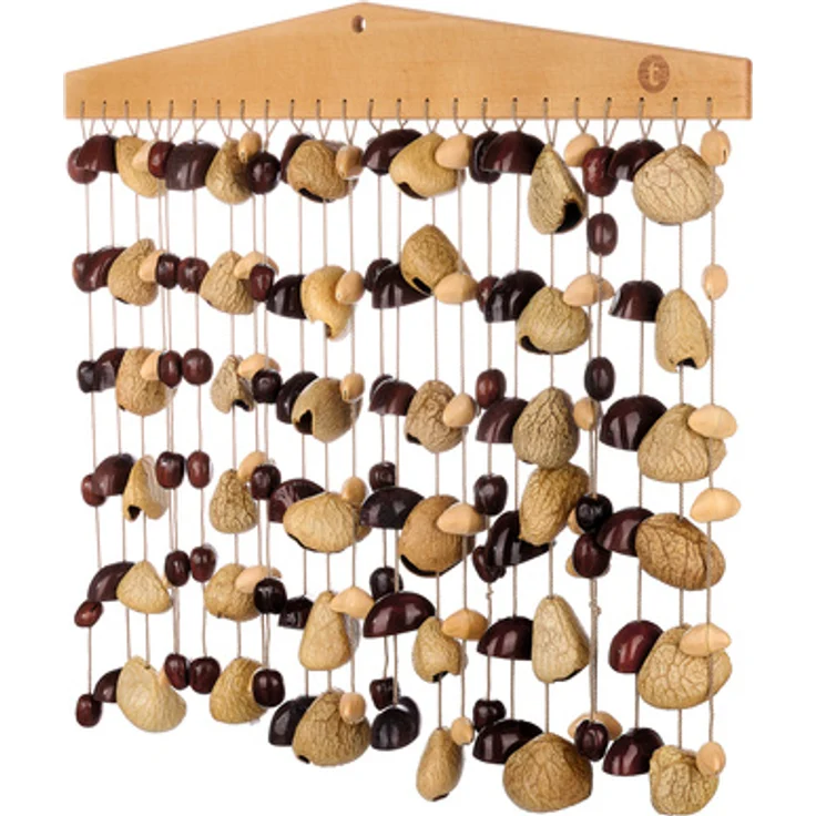 Thomann Seed Chimes Mixed, 24 Klangreihen mit Bendo-, Kenari-, Pangi- und Pala-Samenschalen an Mahagoni-Holzträger, harmonischer Klang