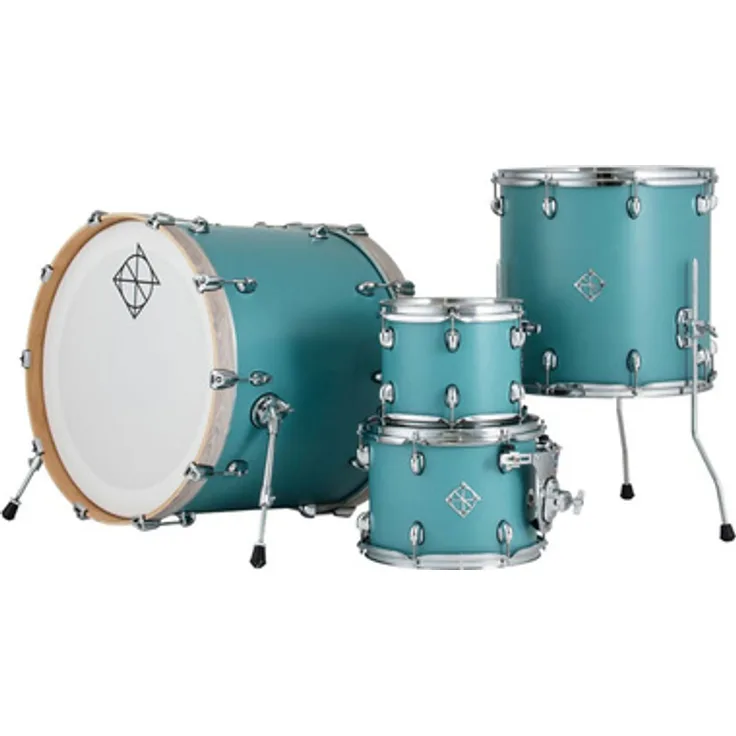 Dixon 22" Cornerstone Hybrid Set QB, 4-teiliges Schlagzeugset aus nordamerikanischem Ahorn, Satin Quetzal Blue Finish, inkl. Drummer's Pouch