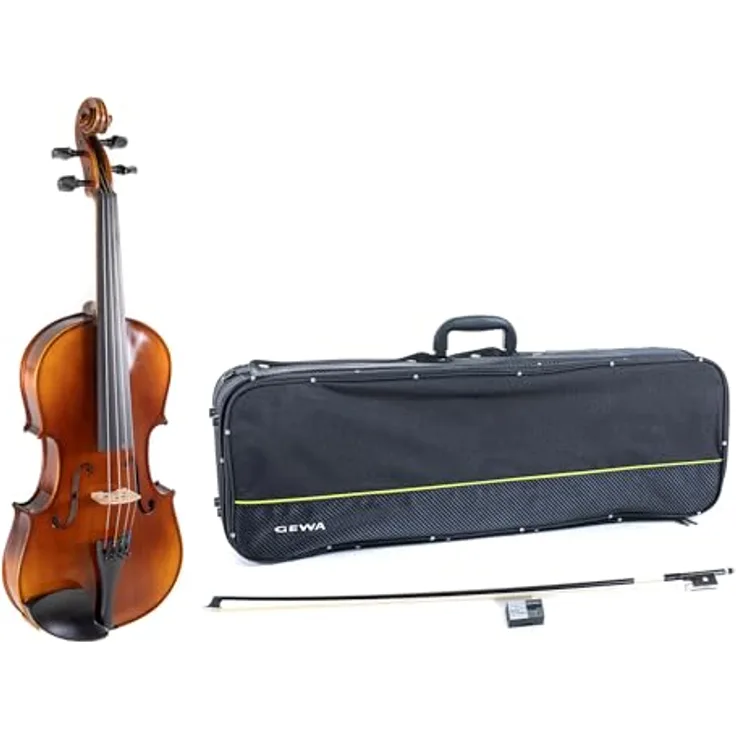 Gewa Allegro VA1 Viola Set 16,5" OC, handlackierte Viola mit Carbonbogen und massivem Ahorn, braun-bernsteinfarben
