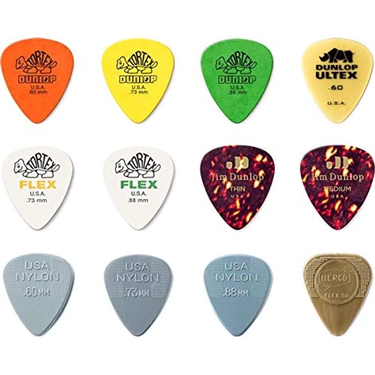 JIM DUNLOP Plektrum Variety Pack für Akustikgitarre, 6 Stück aus Ultex, Tortex, Shell Celluloid und Nylon – Bild 3