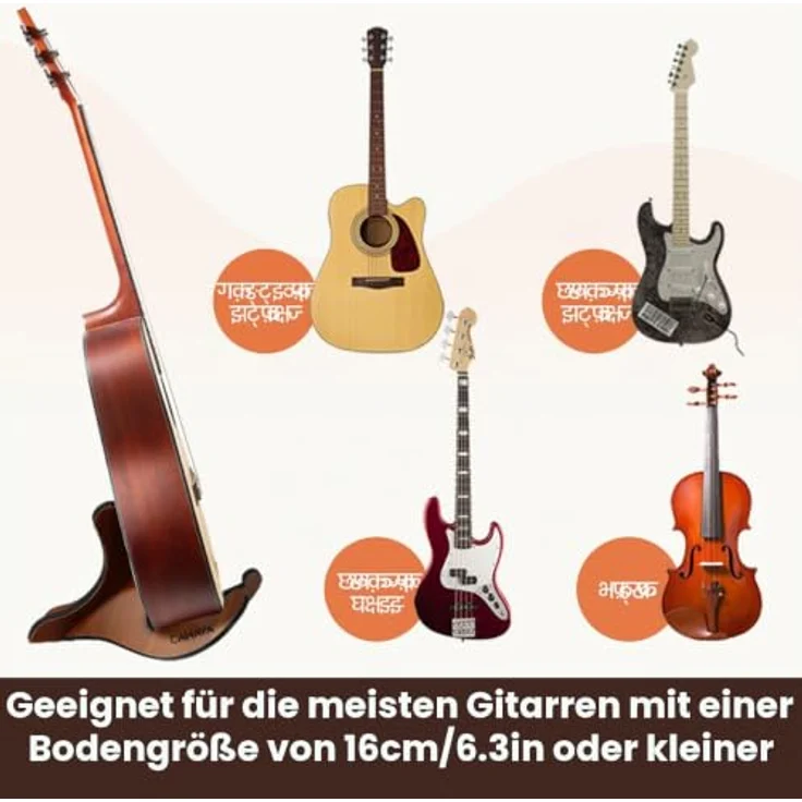 CAHAYA CY0180 Gitarrenständer aus Holz, klappbar, X-Frame Design, Anti-Rutsch für Akustik- und klassische Gitarren, stabil und tragbar – Bild 3
