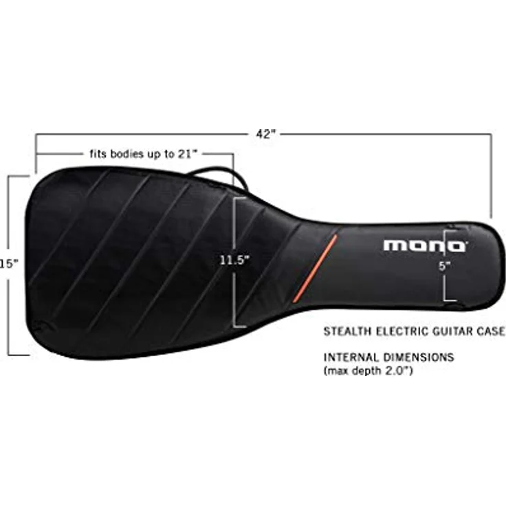 Mono Cases M80 Stealth, Gitarrentasche für E-Gitarre mit Headlock-Halsstütze und Wasserabweisendem Sharkskin, Schwarz – Bild 5