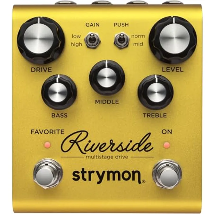Strymon Riverside Overdrive-Pedal, analoge JFET-Eingangsstufe, True Bypass, gold eloxiertes Aluminium Gehäuse