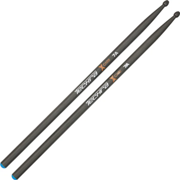 Techra XCarb 7a, Drumsticks aus extrem haltbarem Carbon, 20% leichter als Holz, 404mm lang, 13,6mm Durchmesser
