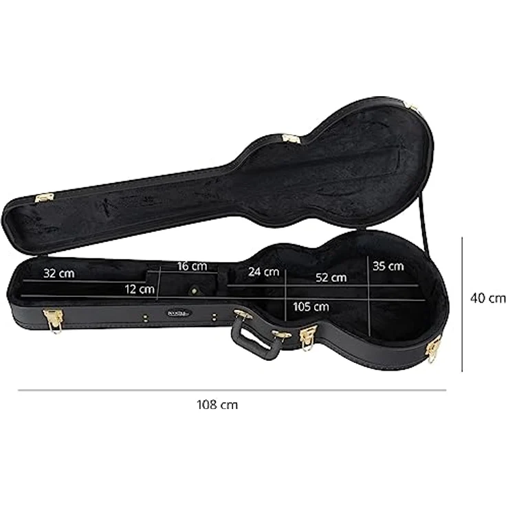 ROCKTILE E-Gitarrenkoffer Single Cut Style, robuster Hartschalen-Formkoffer mit gepolstertem Innenraum, 105 x 35 cm, 3,1 kg – Bild 5