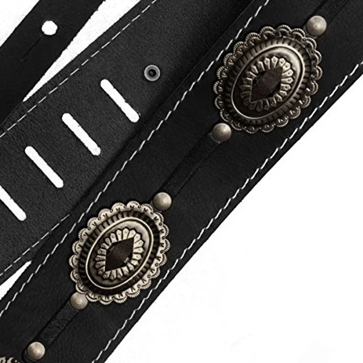Richter 1565 Motörhead Strap, Gitarrengurt aus Premium Büffelleder, schwarz, verstellbar von 100-147 cm, mit Motörhead Logo und Concho "Old Silver" – Bild 2