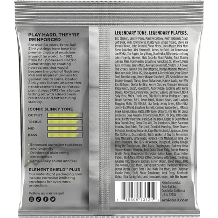 Ernie Ball Regular Slinky Coated Titanium RPS E-Gitarrensaiten, Stärke 10-46, Titanverstärkung und korrosionsgeschützt – Bild 3
