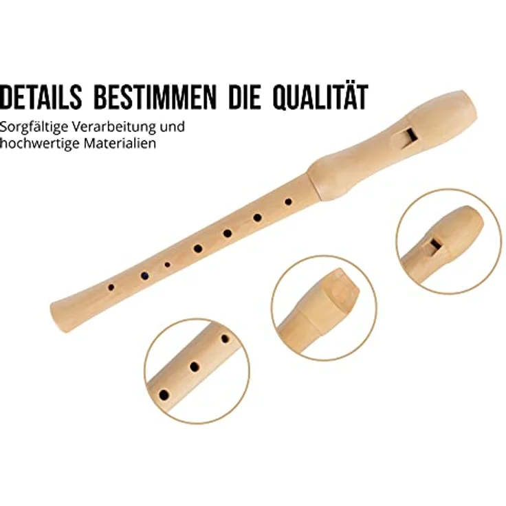 Classic Cantabile Stella Blockflöte C-Sopran, 2-teilig aus Ahorn, Deutsche Griffweise, inkl. gepolsterter Tasche und Zubehör für Kinder ab 6 Jahren – Bild 4