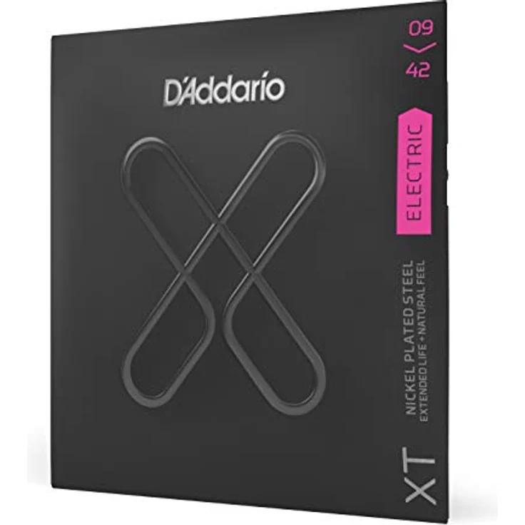 D'Addario XT E-Gitarren Saiten, Premium beschichtete, langlebige Saiten aus vernickeltem Stahl, Super Light (09-42), XTE0942, hohe Stimmstabilität und Reißfestigkeit – Bild 1