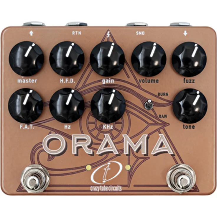 Crazy Tube Circuits Orama, Analoges Overdrive-Pedal mit Fuzz und Amp-in-a-Box, burnt-orange