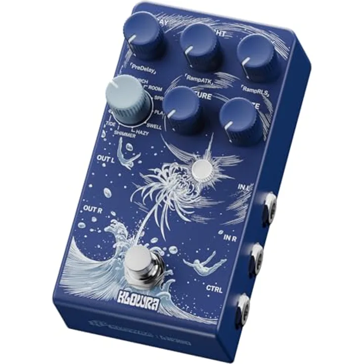 Klowra Limbo Stereo Reverb, Effektpedal mit 9 Stereo Reverb-Modi, 24-Bit Soundqualität und USB-C für Firmware-Updates