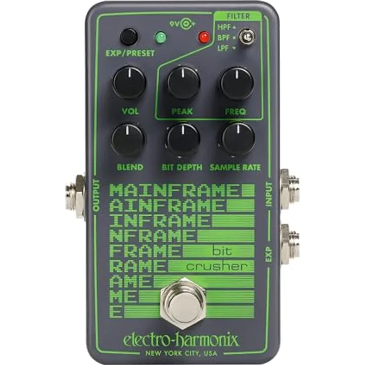 Electro Harmonix Mainframe Bit Crusher, Gitarren-Effektpedal mit Lo-Fi Klängen, programmierbaren Presets, Hoch-/Tief-/Bandpassfilter, 70 x 114 x 53 mm