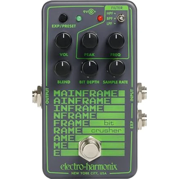 Electro Harmonix Mainframe Bit Crusher, Gitarren-Effektpedal mit Lo-Fi Klängen, programmierbaren Presets, Hoch-/Tief-/Bandpassfilter, 70 x 114 x 53 mm – Bild 1