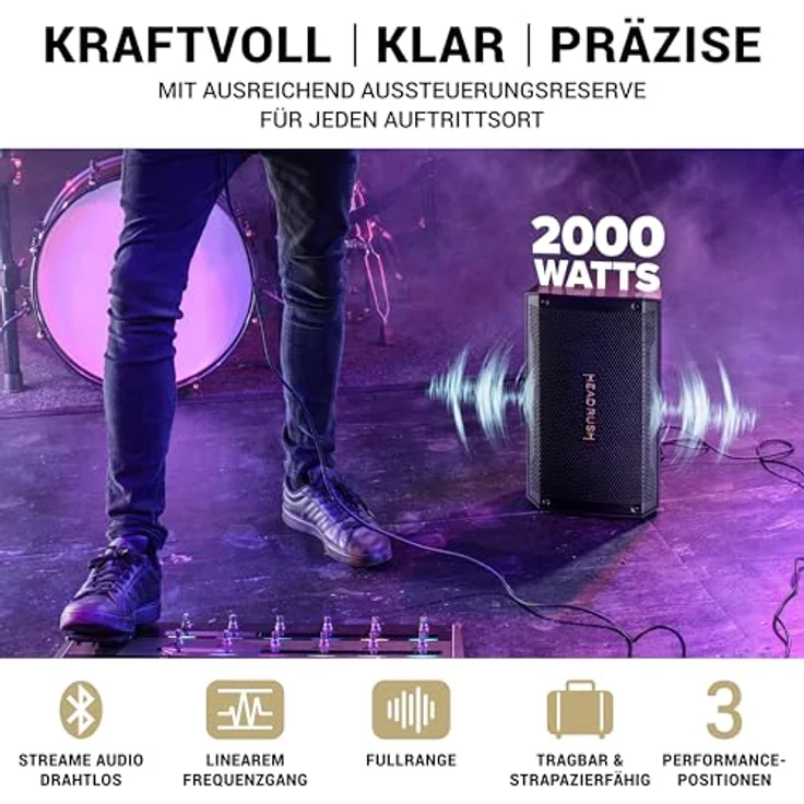 HeadRush FRFR108 MKII, 2000W E-Gitarren- und Bassverstärker mit 8" Fullrange-Lautsprecher, Bluetooth 5.0 und linearem Frequenzgang – Bild 2