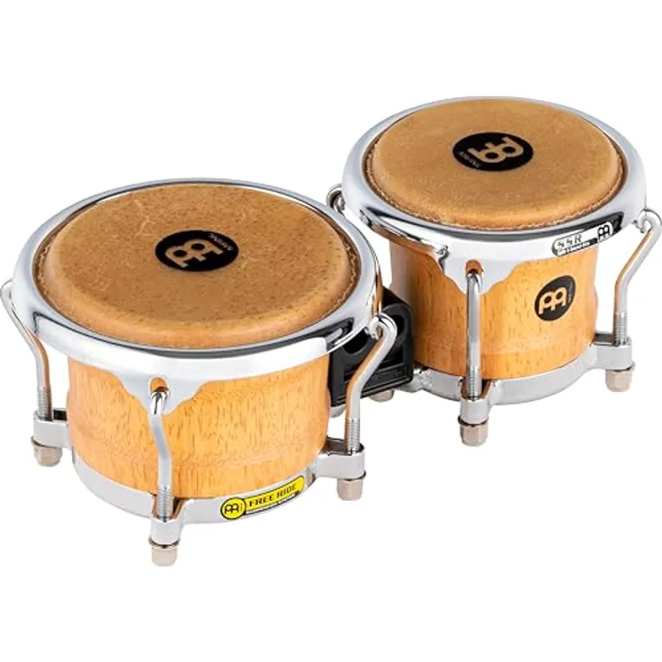 Meinl FWB100SNT-M Mini Bongo Set, 3 1/2" und 4 1/4", Holz mit Handselektierten Büffelfellen, Super Natural Finish, inkl. Stimmschlüssel