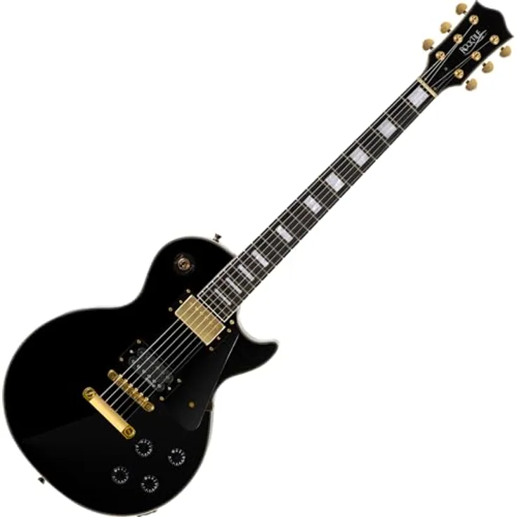 ROCKTILE Rocktile Pro L-200BK Deluxe E-Gitarre, 2 Humbucker, Mahagoni Korpus, schwarzes Finish