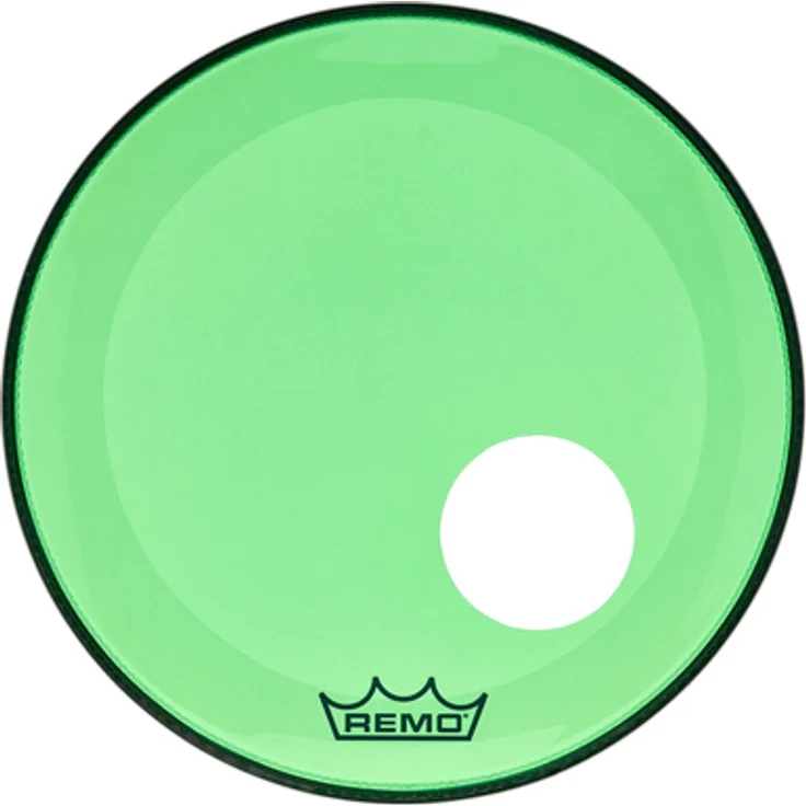 Remo 20" P3 Colortone Reso Green, Bass Drum Resonanzfell mit 5" Mikrofonloch und 10 mil Dämpfungsring, grünes Design – Bild 1