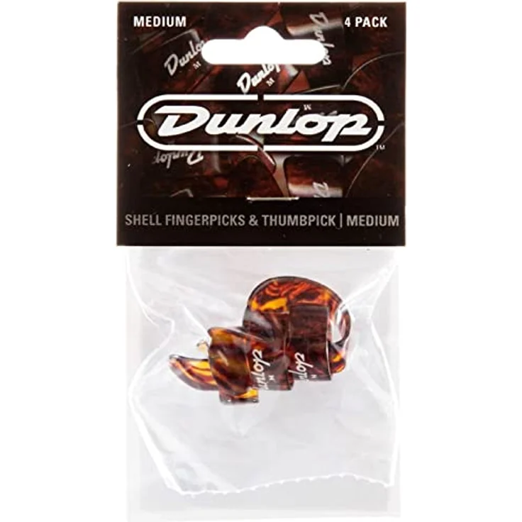 Dunlop Thumb-Finger Pick Set M, 4-teiliges Set mit 1 Daumenring und 3 Fingerpicks aus Kunststoff, Größe M – Bild 2