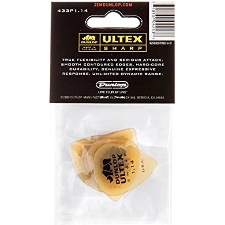 Dunlop Ultex Sharp Players Picks 1.14, Plektrum Set mit 6 Stück, Stärke 1,14 mm – Bild 4