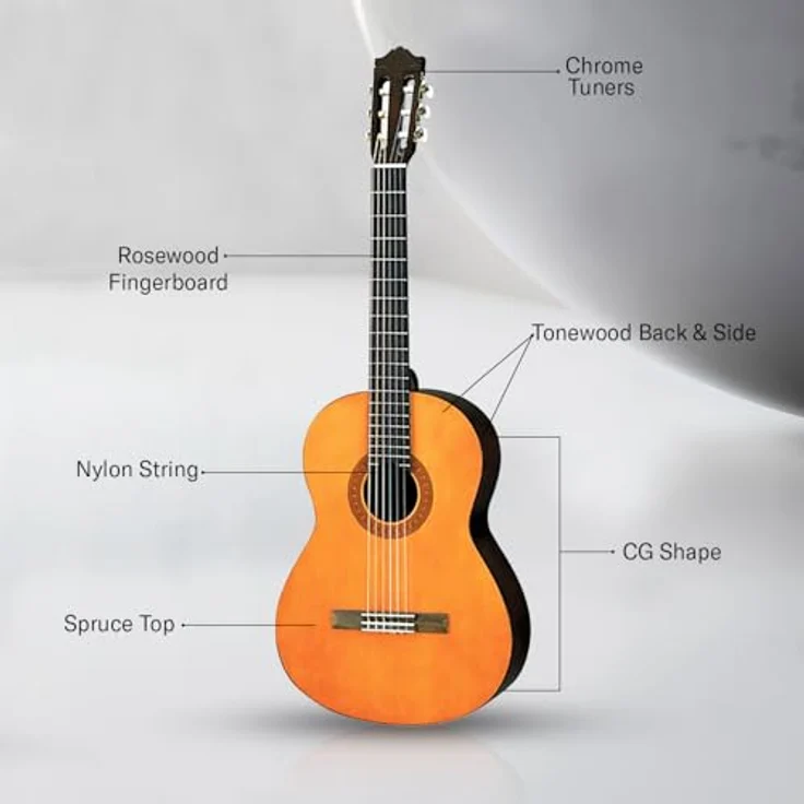 Yamaha C 40 II A - Klassische Gitarre mit Palisander-Griffbrett, Meranti-Korpus und Fichtendecke, Braun – Bild 7