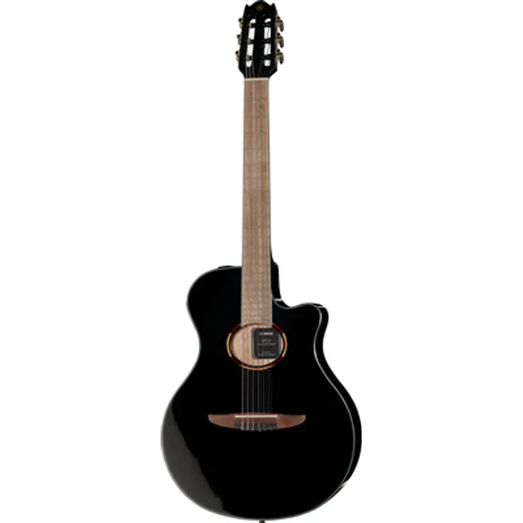 Yamaha NTX1BL Black, akustisch-elektrische Konzertgitarre mit massiver Sitka-Fichtendecke und Cutaway, schwarz