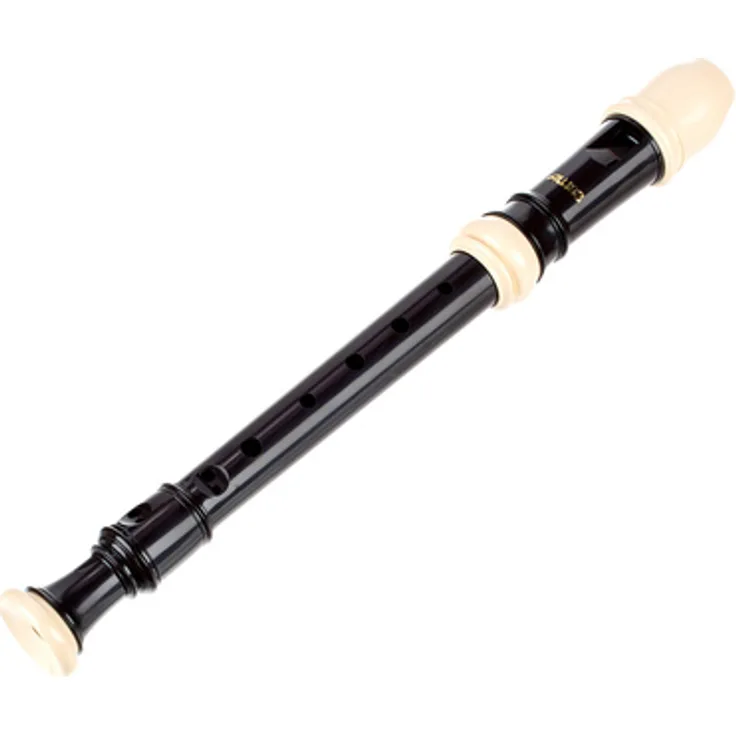 Aulos 507B Symphony Sopranino, 3-teilige Blockflöte mit barocker Griffweise, elfenbeinfarbigem Mundstück und Fußring, dunkelbrauner Korpus, inkl. Tasche