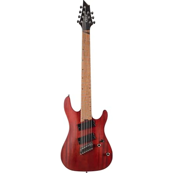 Cort KX307MS Open Pore Mahagony, 7-saitige E-Gitarre im ST-Style, Multiscale, Mahagoni-Korpus, gerösteter Ahorn-Hals, Power Bar Humbucker – Bild 1