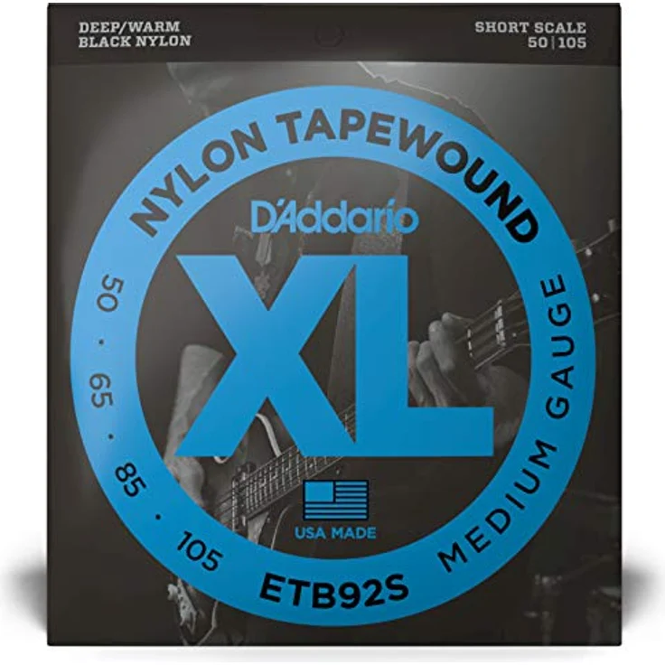 Daddario ETB92S, Short Scale E-Bass Saitensatz mit tapewound schwarzem Nylon, Stärken 050-065-085-105 – Bild 2