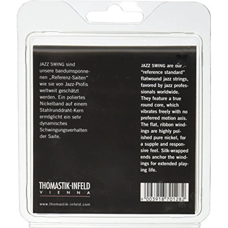 Thomastik Saiten für E-Gitarre Jazz Swing Series Nickel Flat Wound Satz JS111 Light .011-.047w, natürliche Farbe, legendäre Jazzgitarrensaite mit vermessingtem Stahl und Nickel flatwound – Bild 2